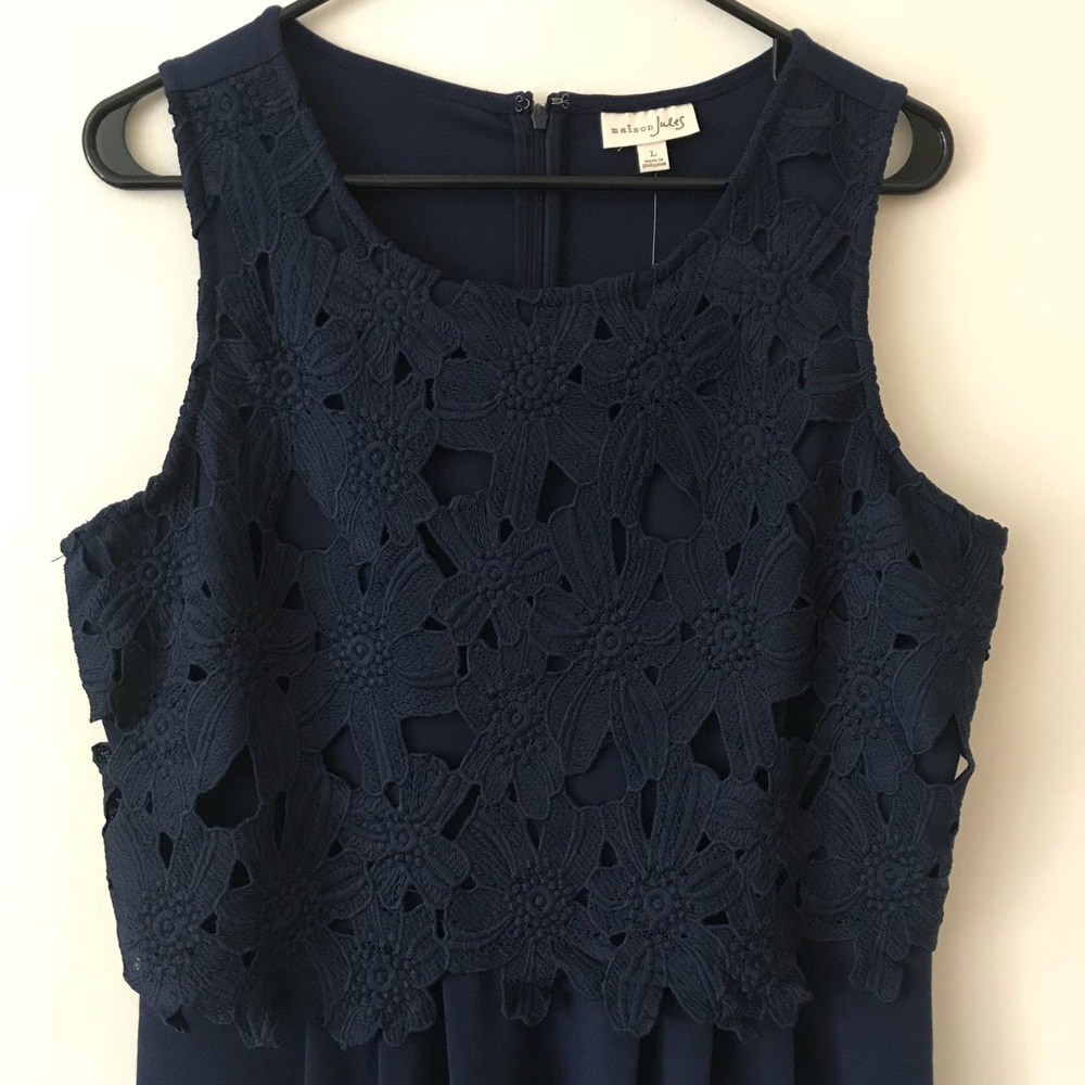 Maison Jules Navy Lace Dress